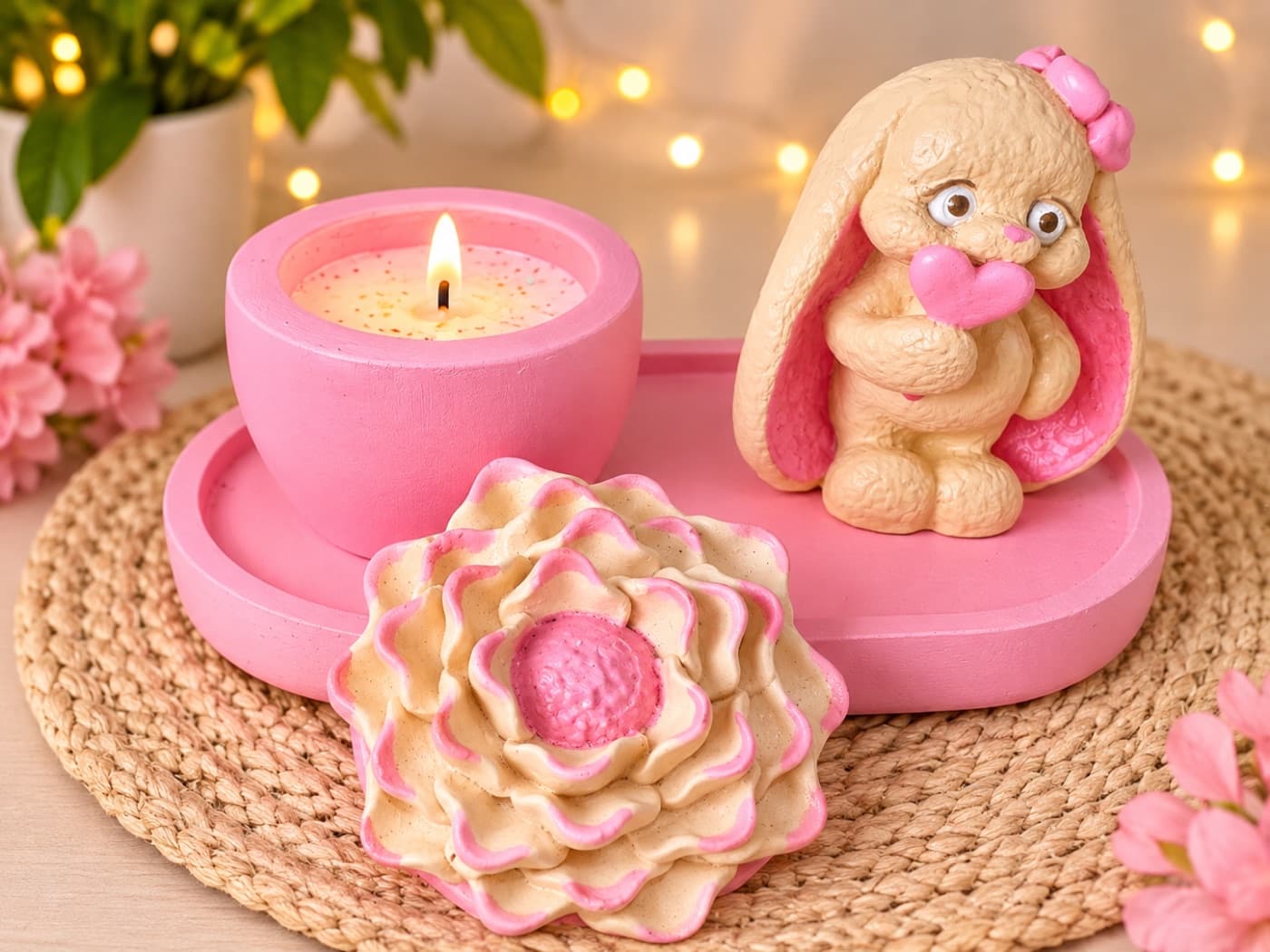 Conejita sueño de rosa